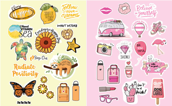 VSCO Stickers Idea - Pink and Yellow vsco stickers on Amazon