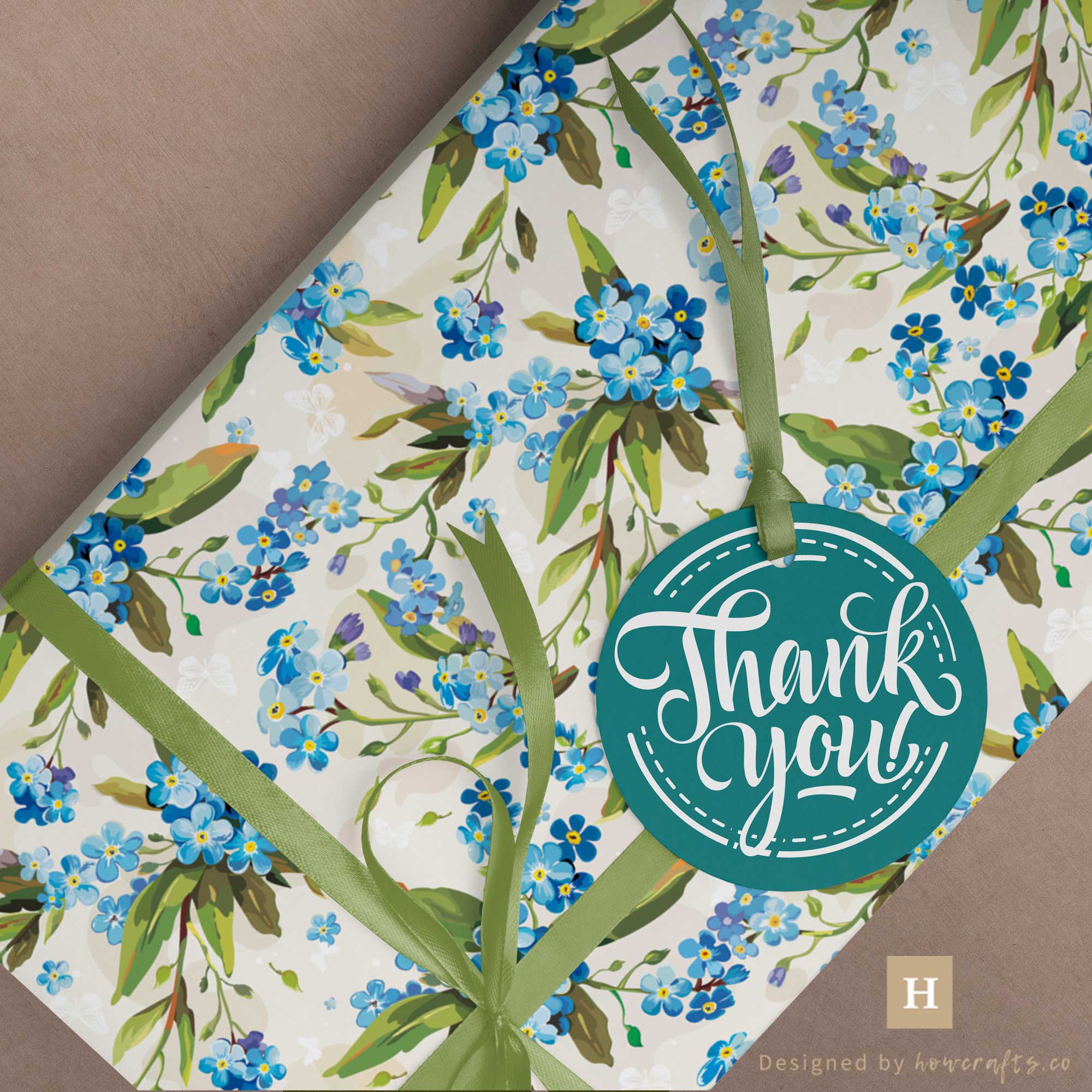 Antique Floral white blue Wrapping Paper Sheets
