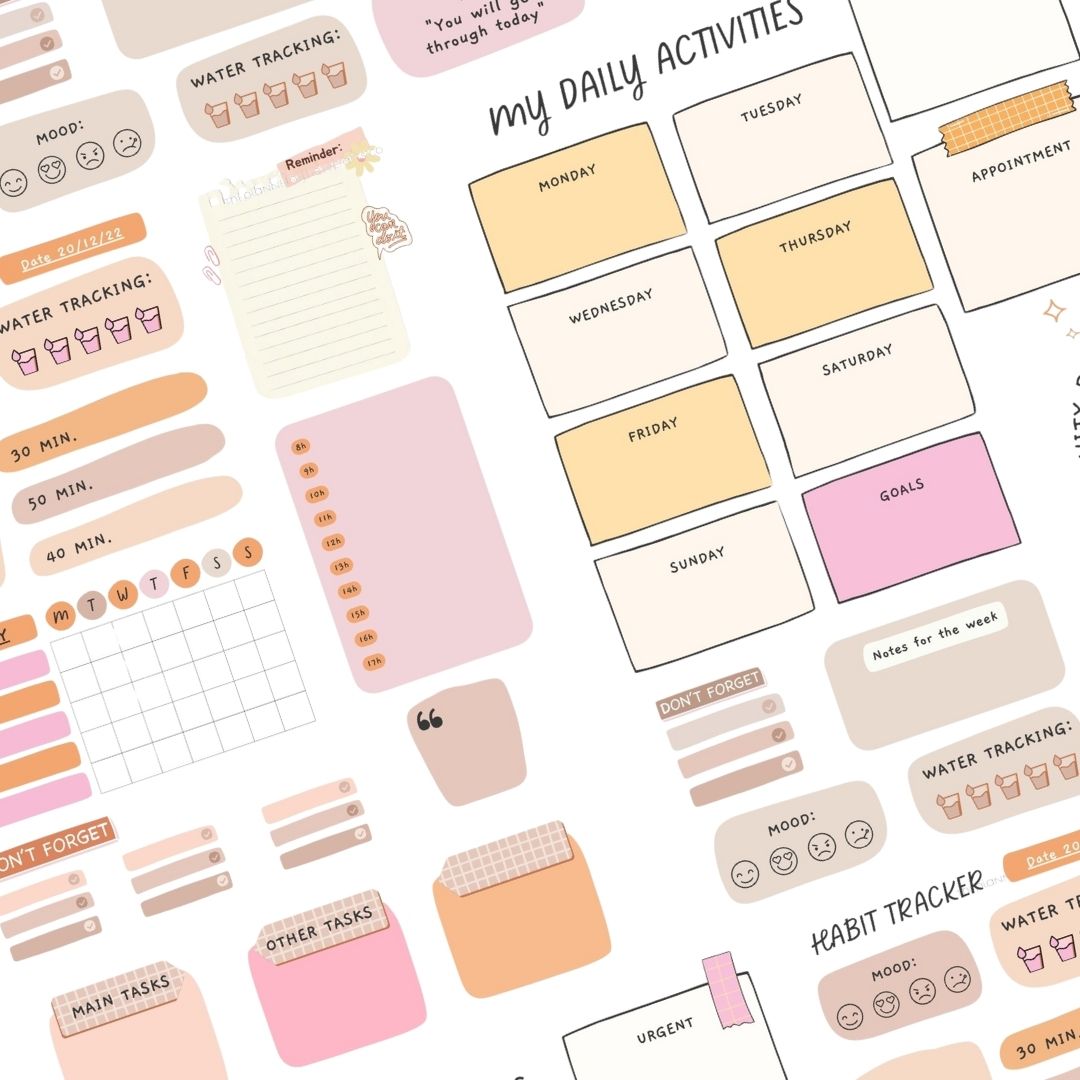 Cute Pastel Pink Printable Planner Stickers - Howcrafts.co